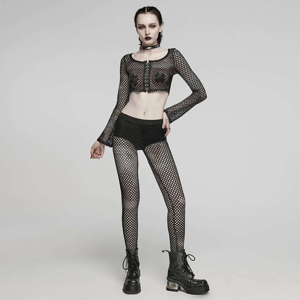 WT-869TCF Gothic Mesh Tie-Dye Crop Punk Long Sleeve Top - Image 25