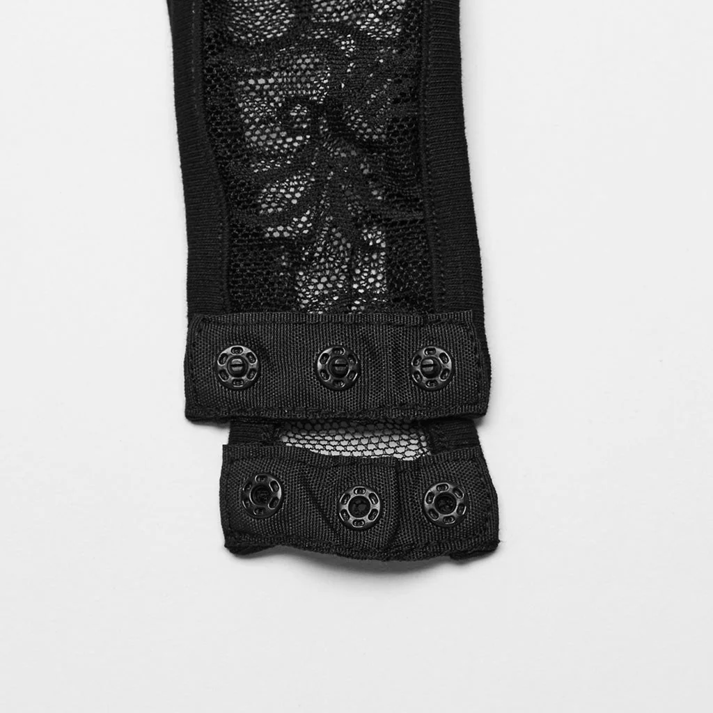 WT-871BXF Gothic Lace Mesh Bodysuit Sleek Punk Shirt Style - Image 7