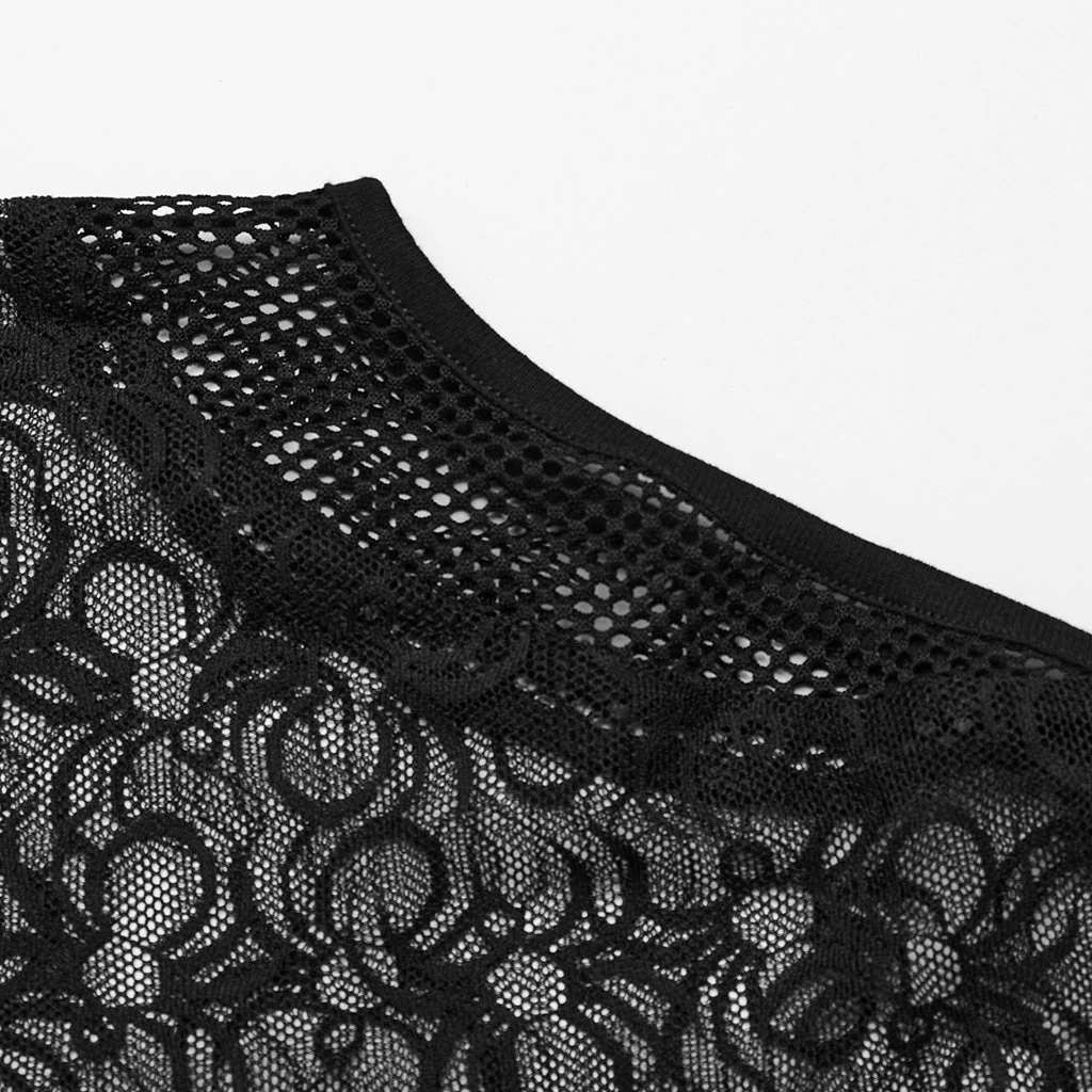 WT-871BXF Gothic Lace Mesh Bodysuit Sleek Punk Shirt Style - Image 9