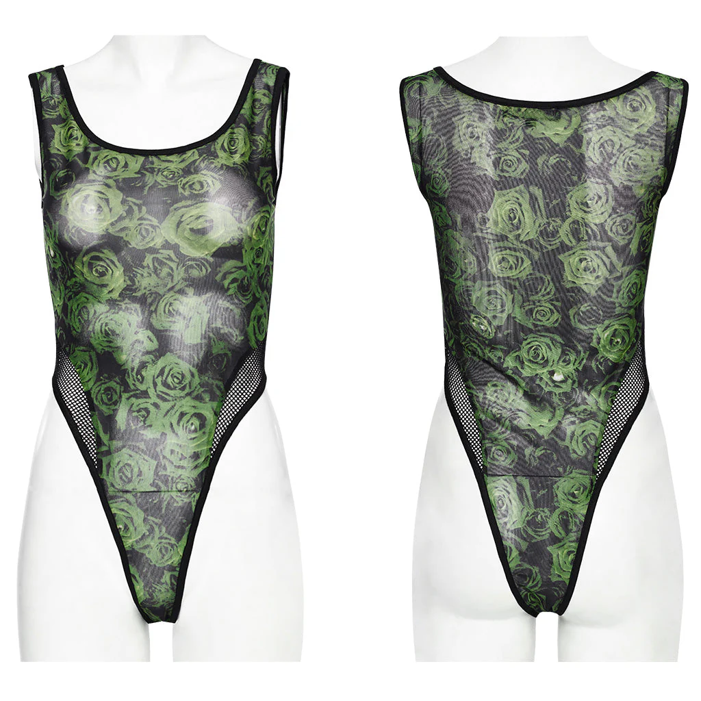 WT-871DQF Gothic Mesh See-Through black Lace Bodysuit Punk Accessories - Image 17