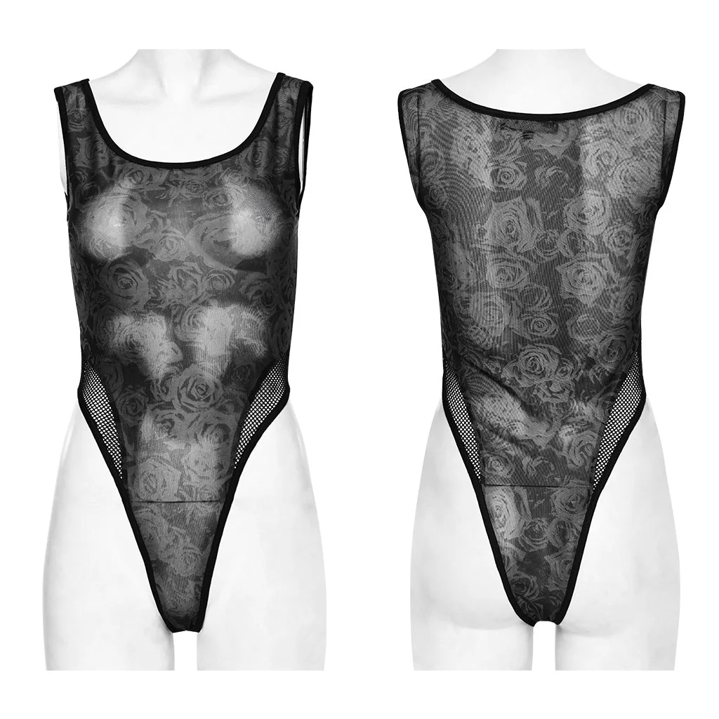 WT-871DQF Gothic Mesh See-Through black Lace Bodysuit Punk Accessories - Image 35