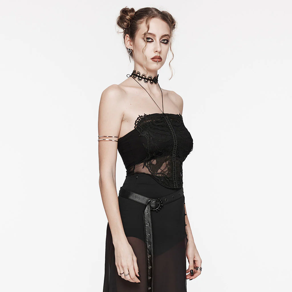 WT-881DDF Gothic Corset Skeleton Lace Mesh Strapless Bustier Top - Image 22