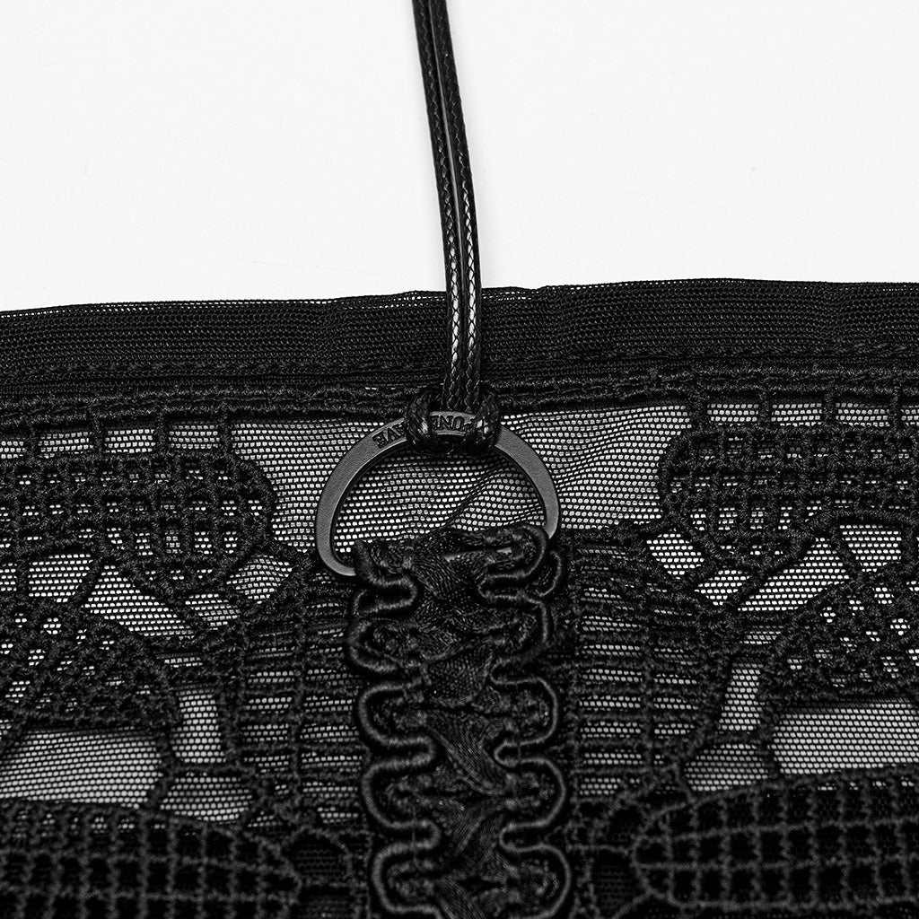 WT-881DDF Gothic Corset Skeleton Lace Mesh Strapless Bustier Top - Image 26