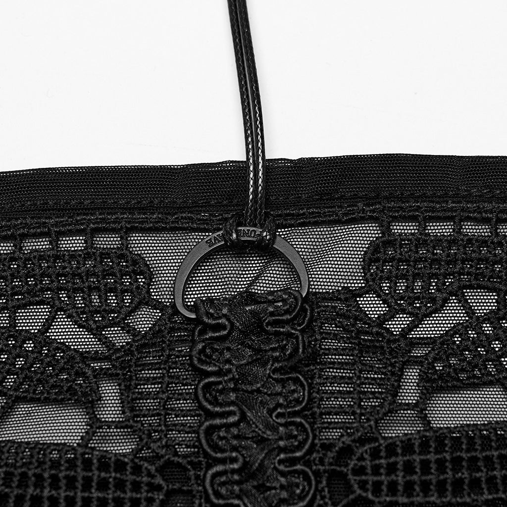 WT-881DDF Gothic Corset Skeleton Lace Mesh Strapless Bustier Top - Image 7