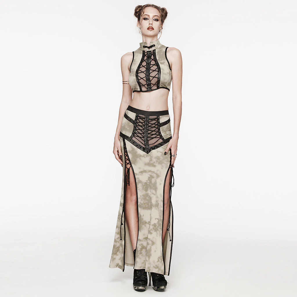 WT-883BXF Gothic Lace-Up Punk Vest with Stand Collar Design - Image 48