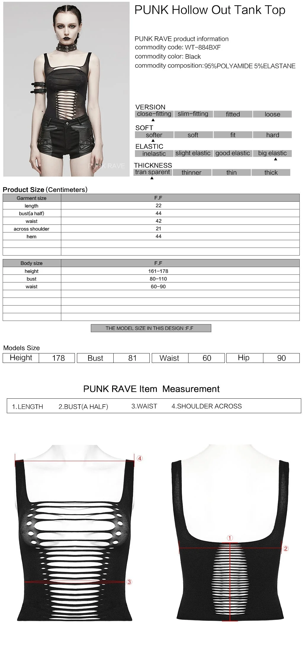 WT-884BXF Edgy black Cutout Tank Top Punk Shirts Statement Style - Image 18