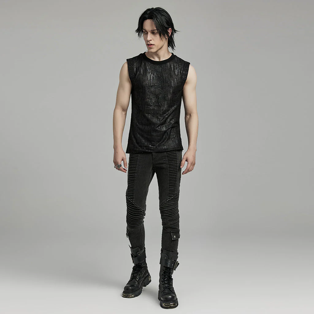 WT-887BXM Mens Gothic Grunge Sleeveless Distressed Tank Top - Image 16