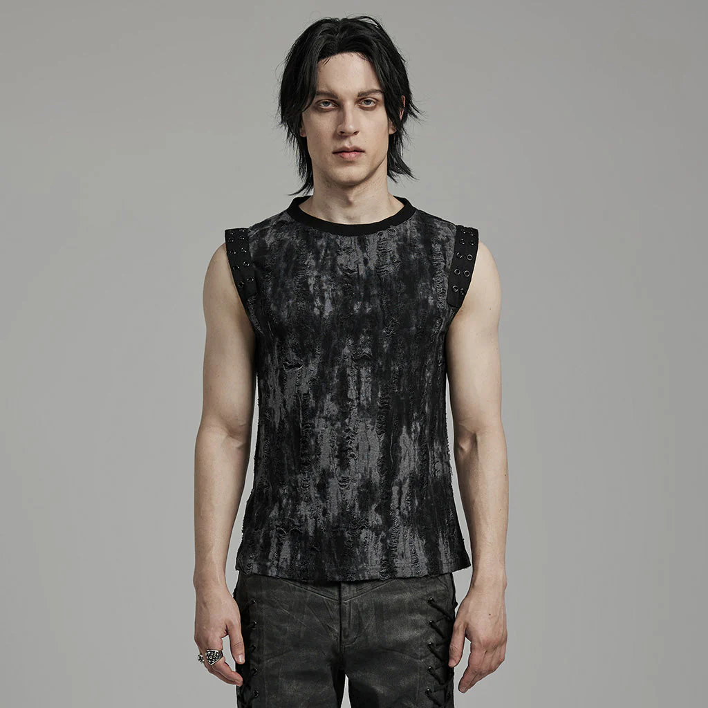 WT-887BXM Mens Gothic Grunge Sleeveless Distressed Tank Top - Image 41