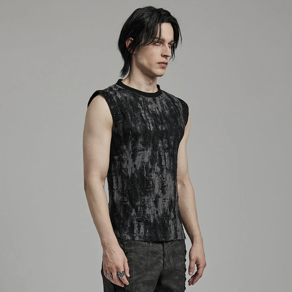 WT-887BXM Mens Gothic Grunge Sleeveless Distressed Tank Top - Image 43
