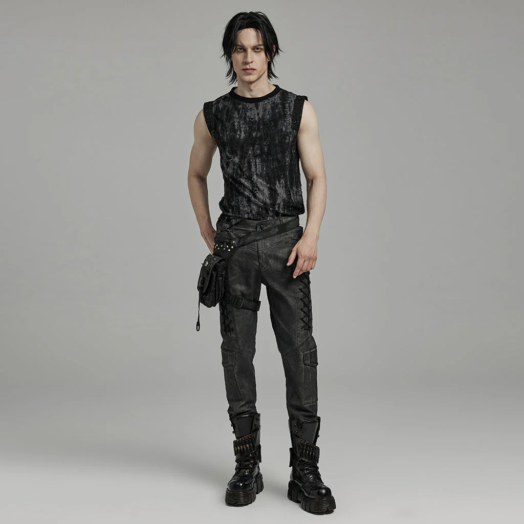 WT-887BXM Mens Gothic Grunge Sleeveless Distressed Tank Top - Image 45