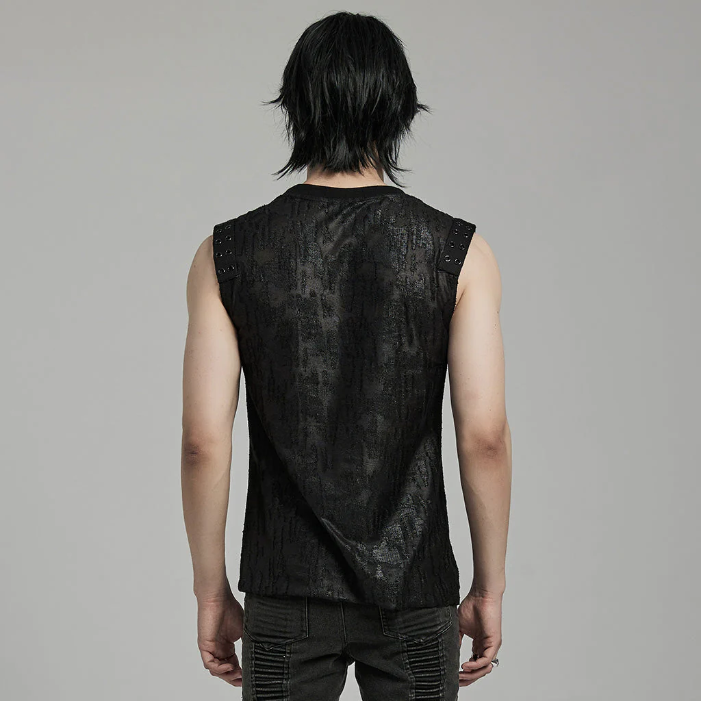 WT-887BXM Mens Gothic Grunge Sleeveless Distressed Tank Top - Image 54