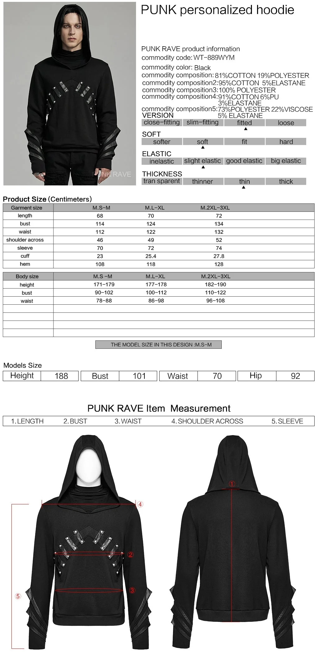 WT-889WYM Gothic Punk Sweater with Edgy Rivet Details - Image 12