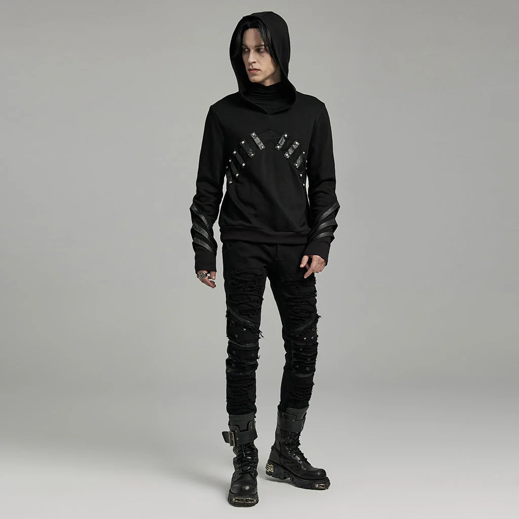 WT-889WYM Gothic Punk Sweater with Edgy Rivet Details - Image 5