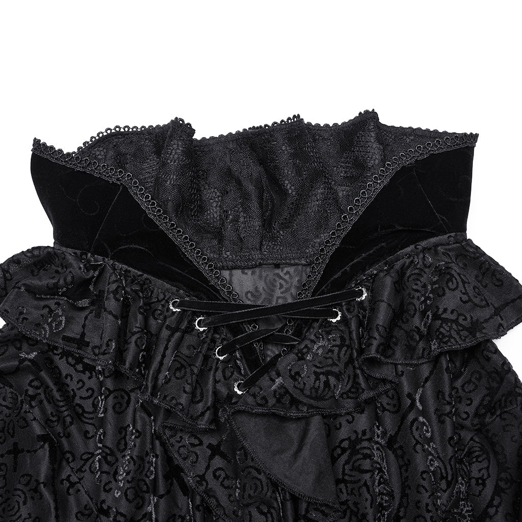 WT-890TCM Mens Gothic High Collar Lace Pattern T-Shirt - Image 7