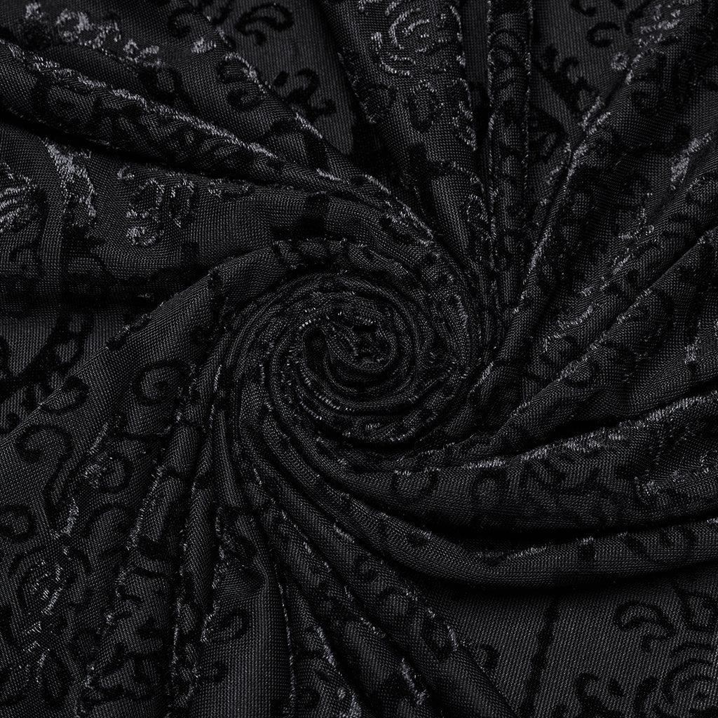 WT-890TCM Mens Gothic High Collar Lace Pattern T-Shirt - Image 9