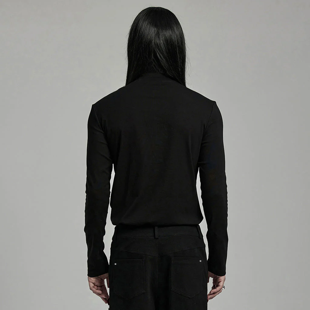 WT-896TCM Gothic Lace-Up Long Sleeve Punk T-Shirts for Men - Image 14