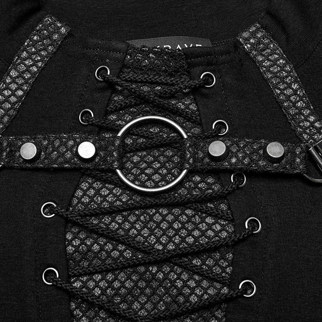 WT-896TCM Gothic Lace-Up Long Sleeve Punk T-Shirts for Men - Image 17