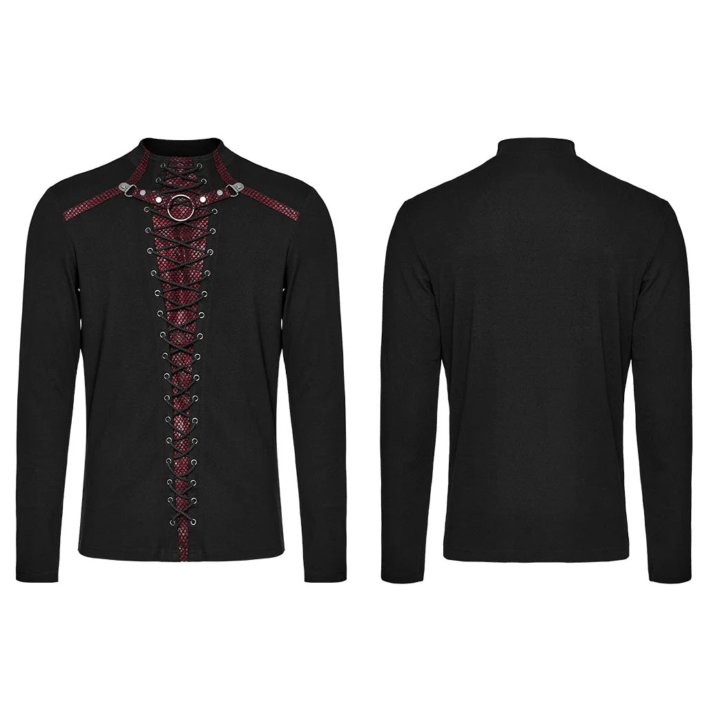 WT-896TCM Gothic Lace-Up Long Sleeve Punk T-Shirts for Men - Image 26