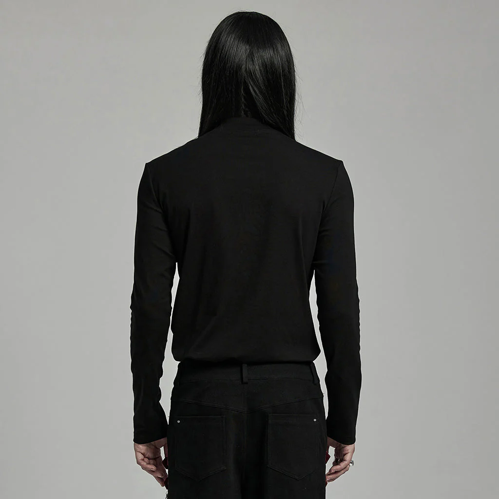 WT-896TCM Gothic Lace-Up Long Sleeve Punk T-Shirts for Men - Image 42
