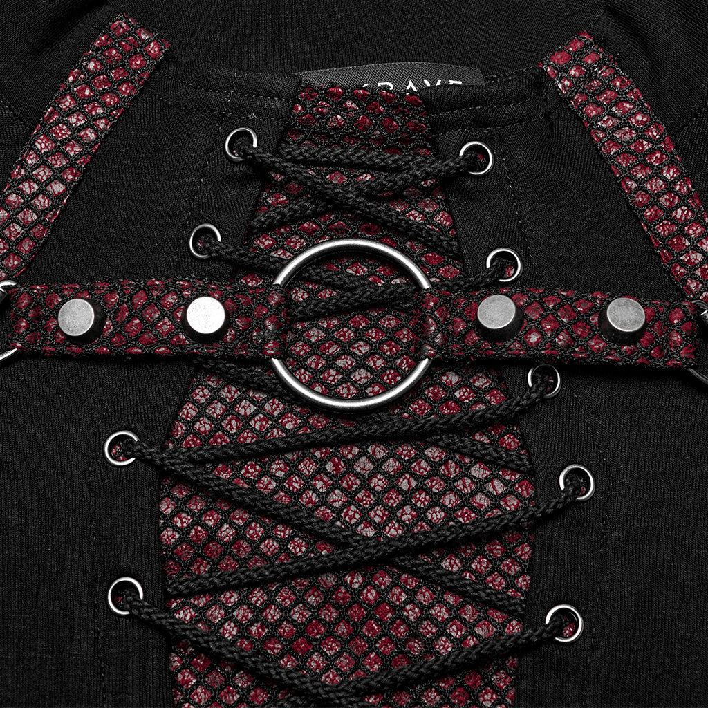 WT-896TCM Gothic Lace-Up Long Sleeve Punk T-Shirts for Men - Image 45