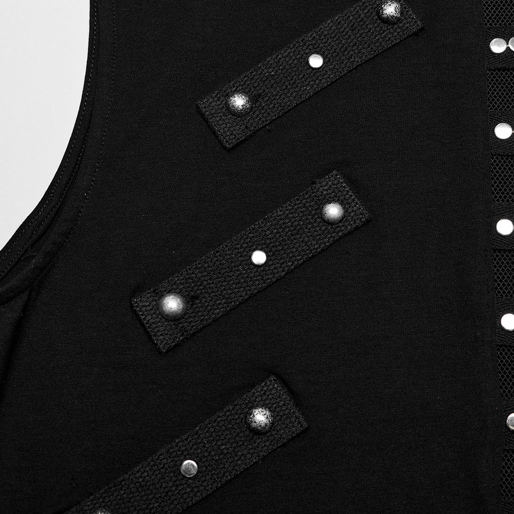 WT-899BXM Mens black Studded Gothic Punk Tank Top - Image 10