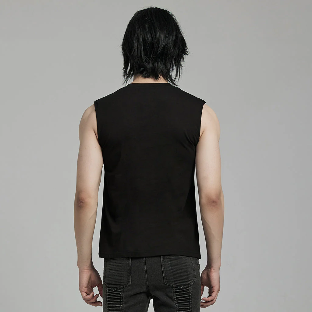 WT-899BXM Mens black Studded Gothic Punk Tank Top - Image 14
