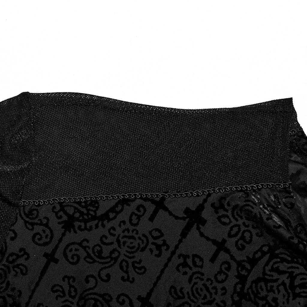 WT-907TCM Mens Gothic T-Shirt Intricate Lace Long Sleeve Top - Image 27