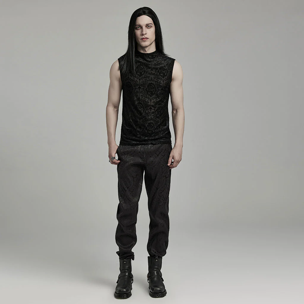 WT-909BXM Dark Elegance Sleeveless Gothic Pattern Shirt - Image 5