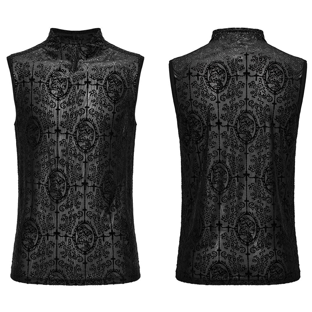 WT-909BXM Dark Elegance Sleeveless Gothic Pattern Shirt - Image 6