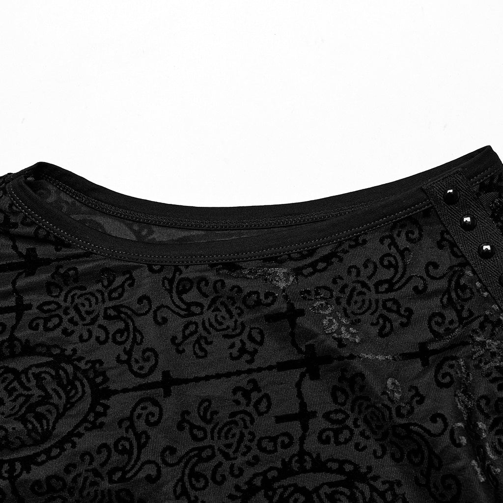 WT-909BXM Dark Elegance Sleeveless Gothic Pattern Shirt - Image 8