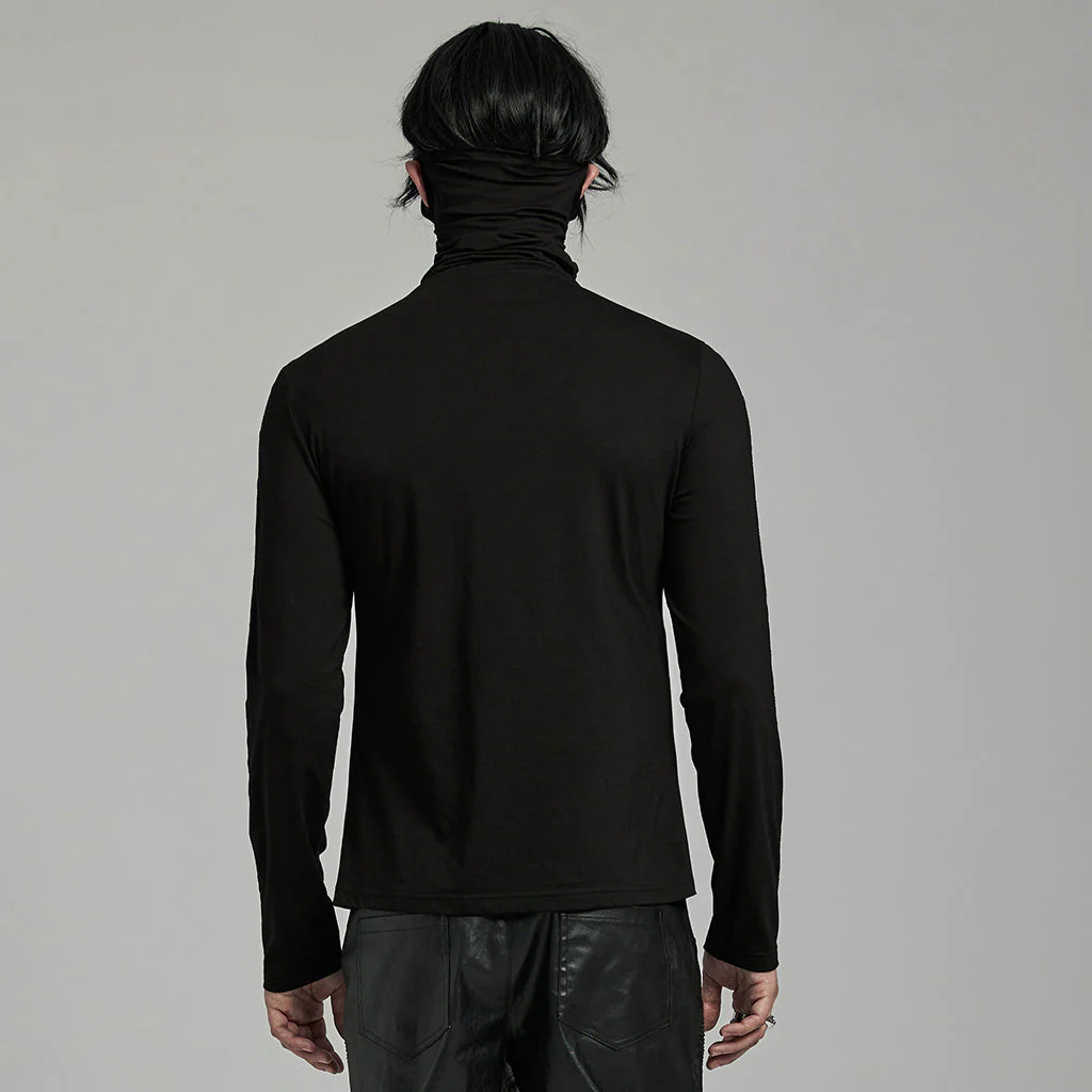 WT-910TCM Mens Punk High Collar Goth Masked T-Shirt black - Image 14