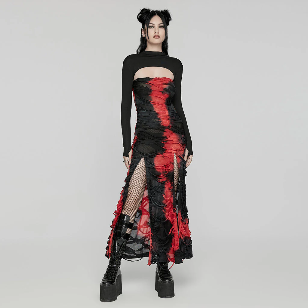 WT-917TCF Punk Long Sleeve Top Cutout Design Slim Fit black - Image 5