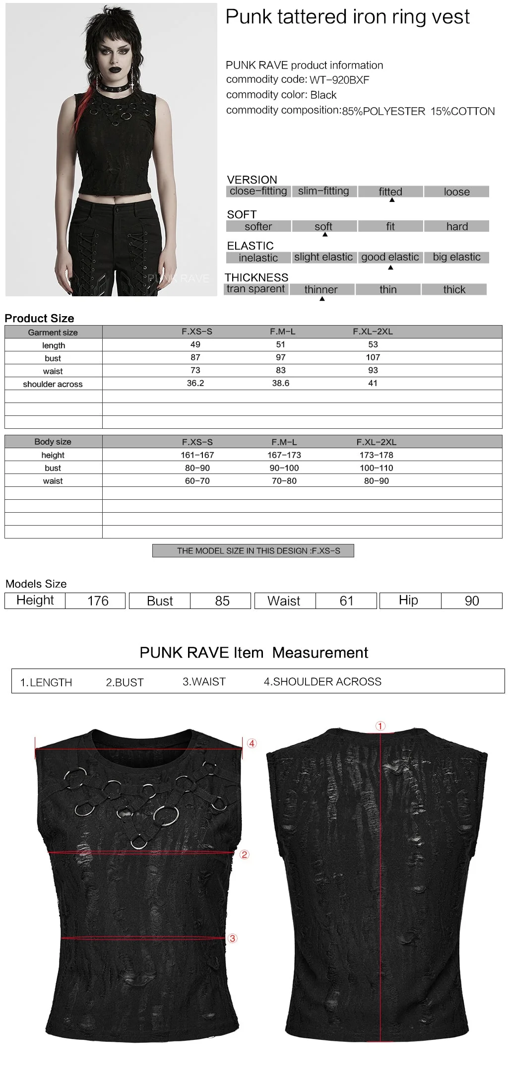 WT-920BXF Edgy Punk Vest with Eyelet and Ring Details - Image 12