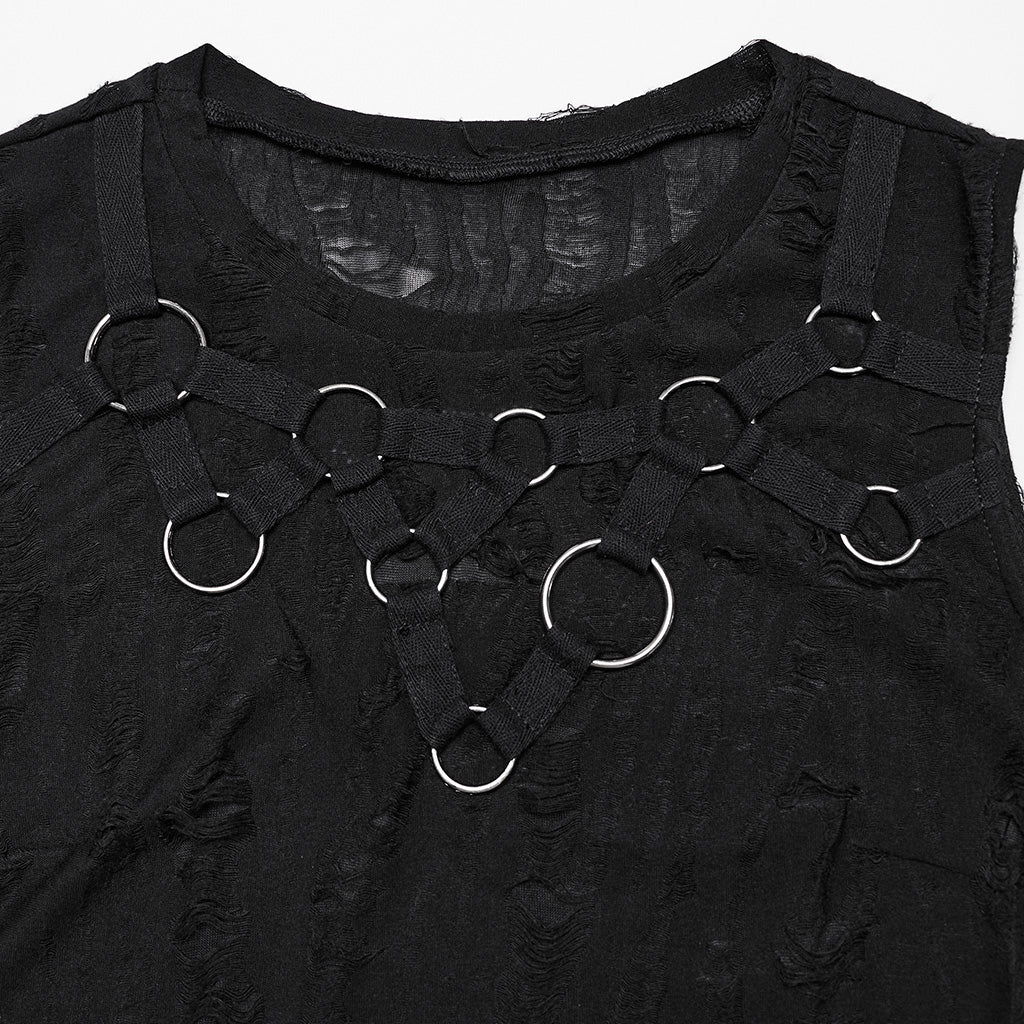 WT-920BXF Edgy Punk Vest with Eyelet and Ring Details - Image 16