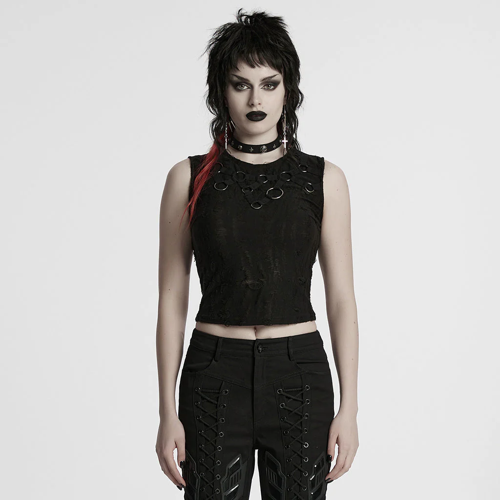 WT-920BXF Edgy Punk Vest with Eyelet and Ring Details - Image 20