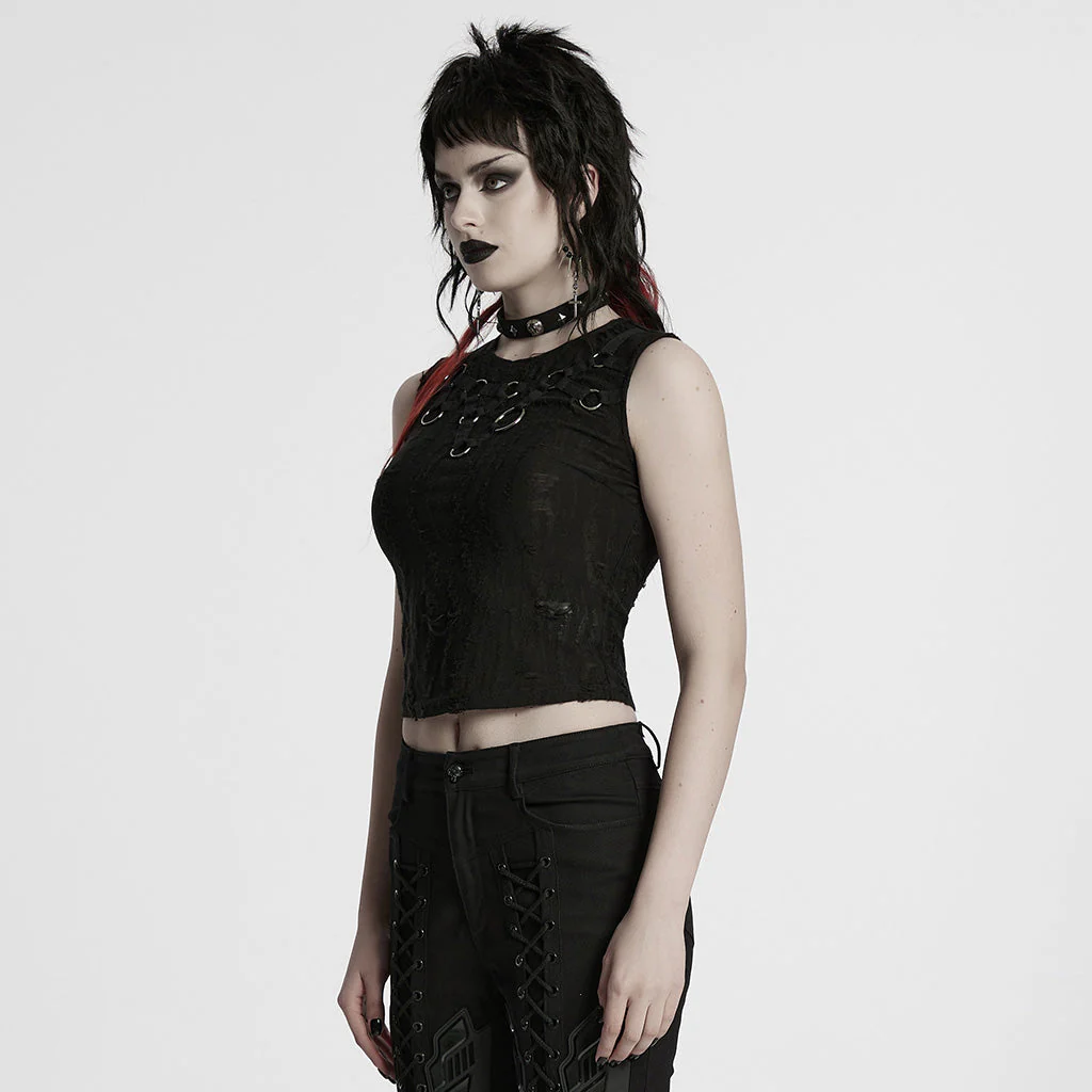 WT-920BXF Edgy Punk Vest with Eyelet and Ring Details - Image 22