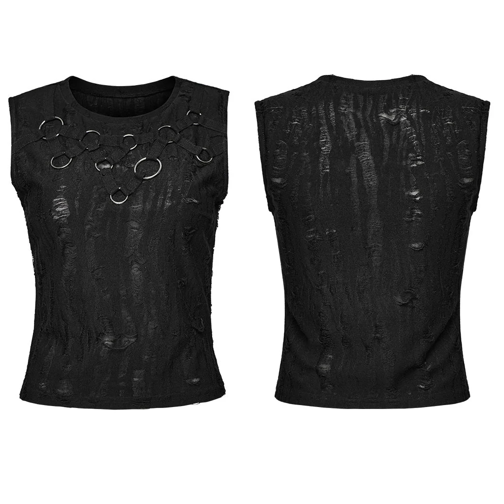 WT-920BXF Edgy Punk Vest with Eyelet and Ring Details - Image 25