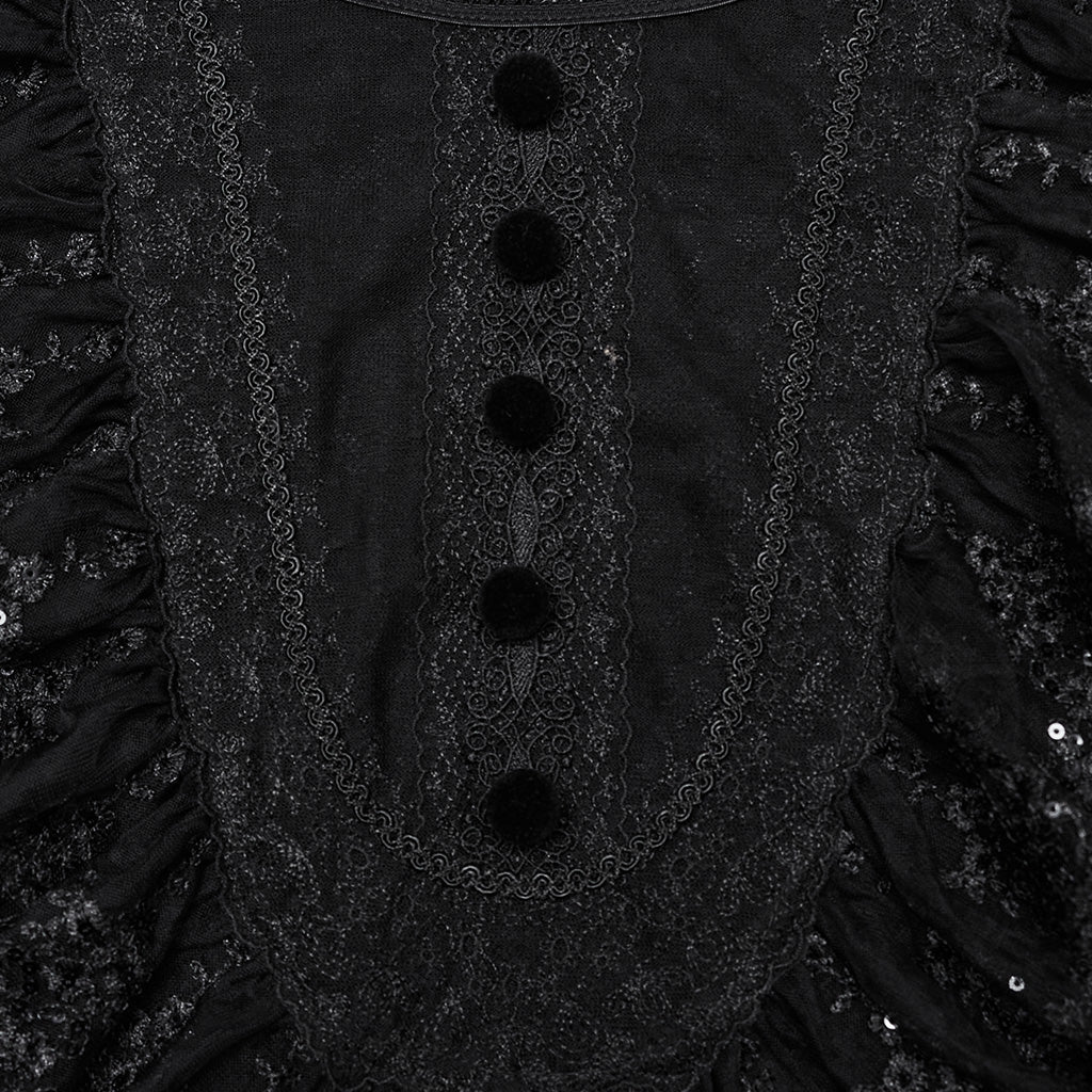 WT-926TCF Gothic Lace Ruffle Shirt Sheer Victorian Style Top - Image 17