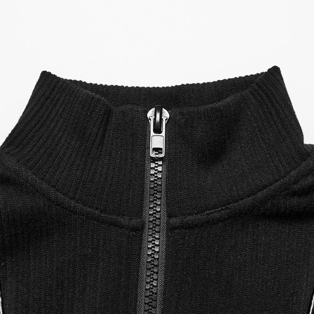 WT-931TCM Gothic Zippered Stand Collar Punk T-Shirts Men - Image 7