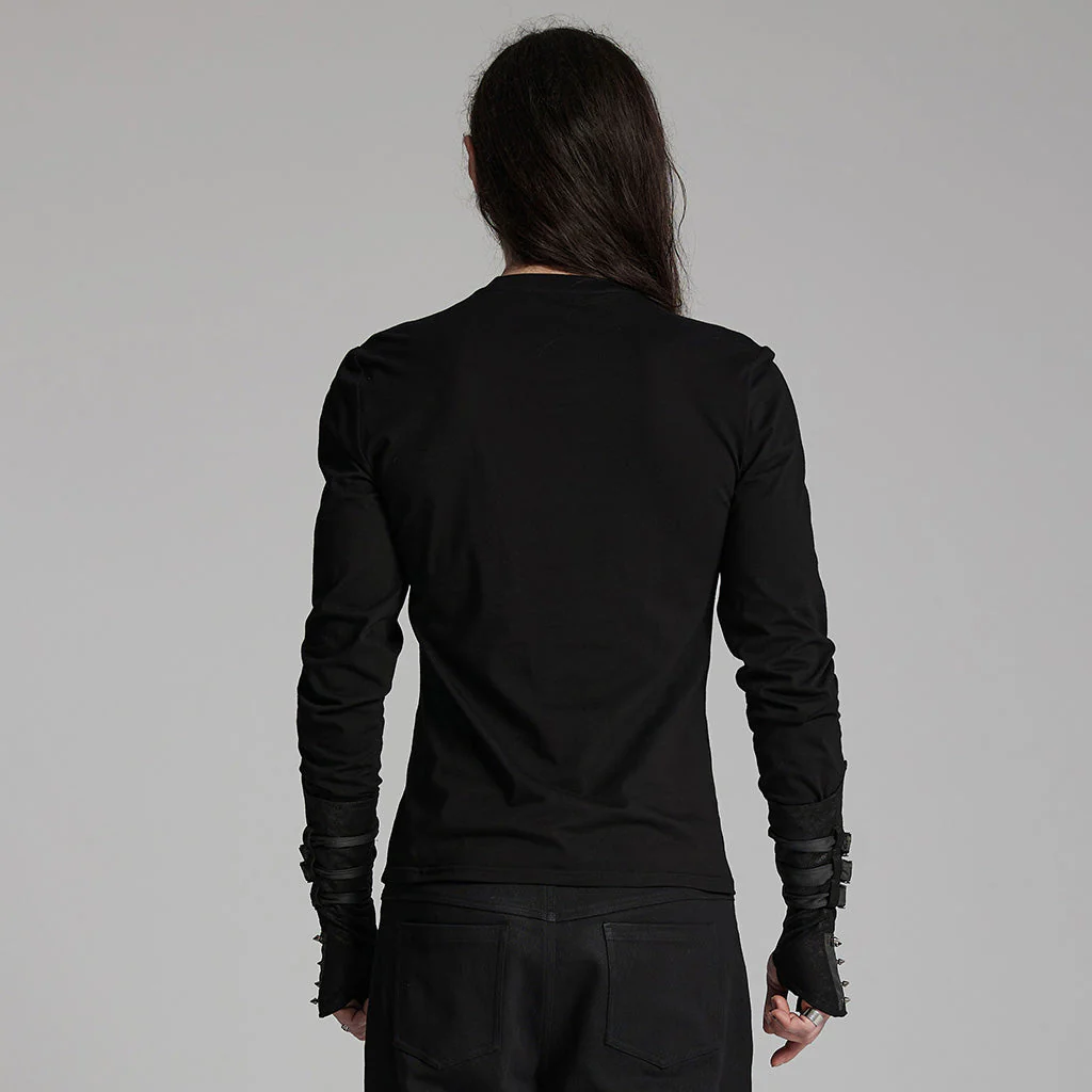 WT-934TCM Cyber Goth Long Sleeve Punk T-Shirt with Shoulder Straps - Image 4
