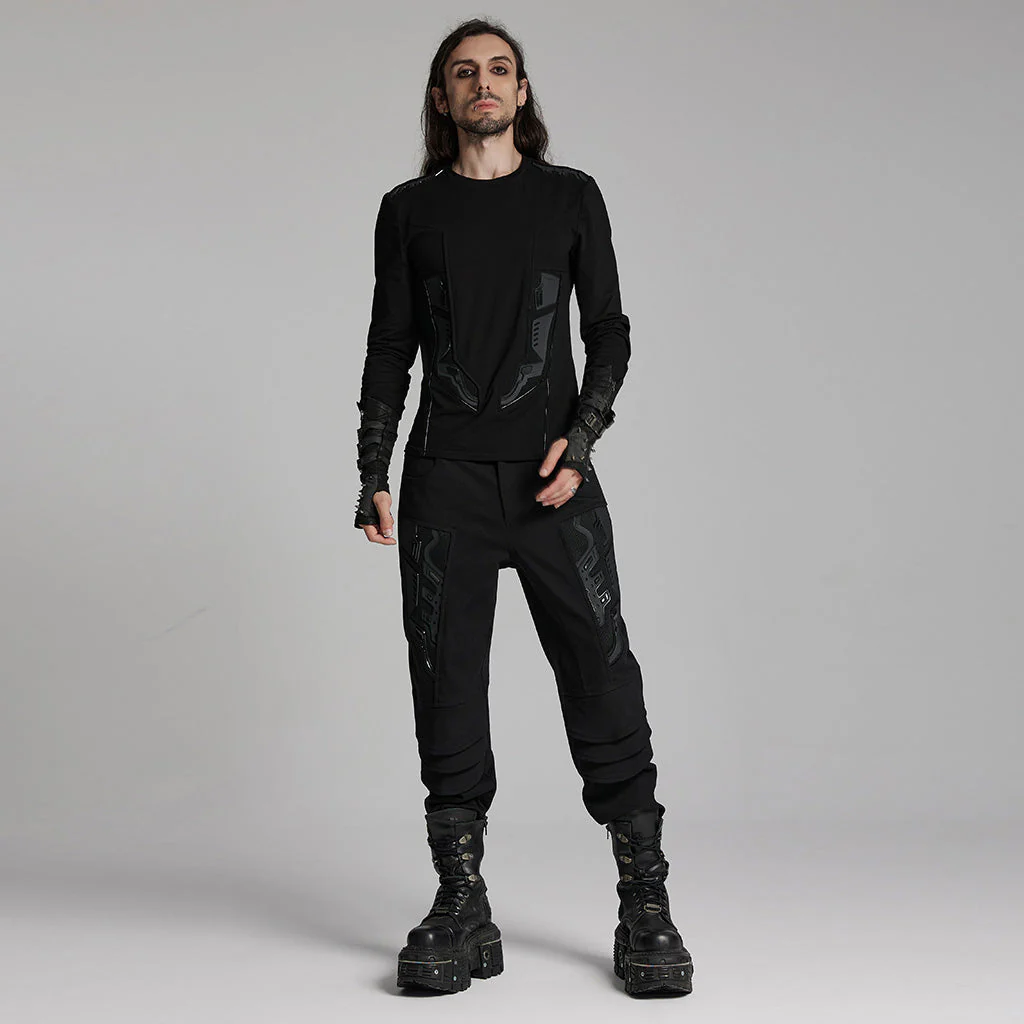 WT-934TCM Cyber Goth Long Sleeve Punk T-Shirt with Shoulder Straps - Image 5