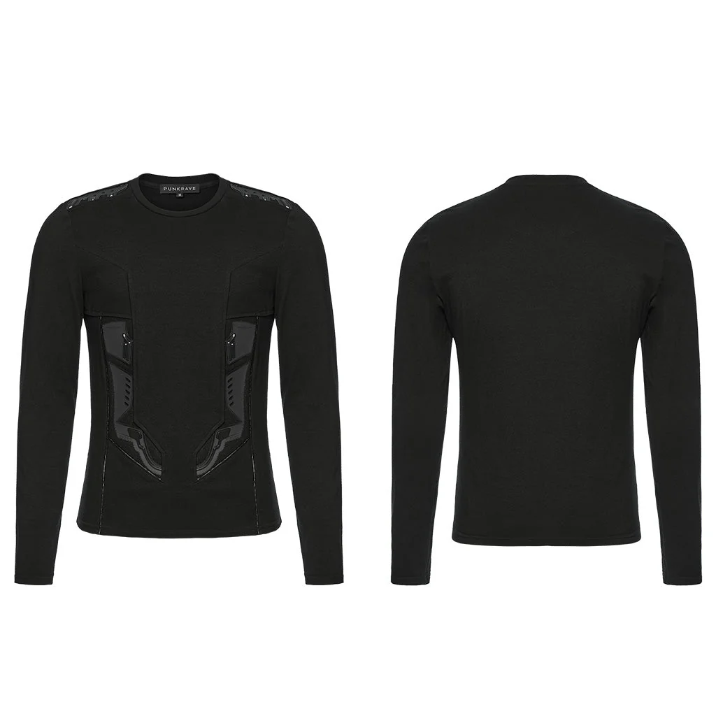 WT-934TCM Cyber Goth Long Sleeve Punk T-Shirt with Shoulder Straps - Image 6