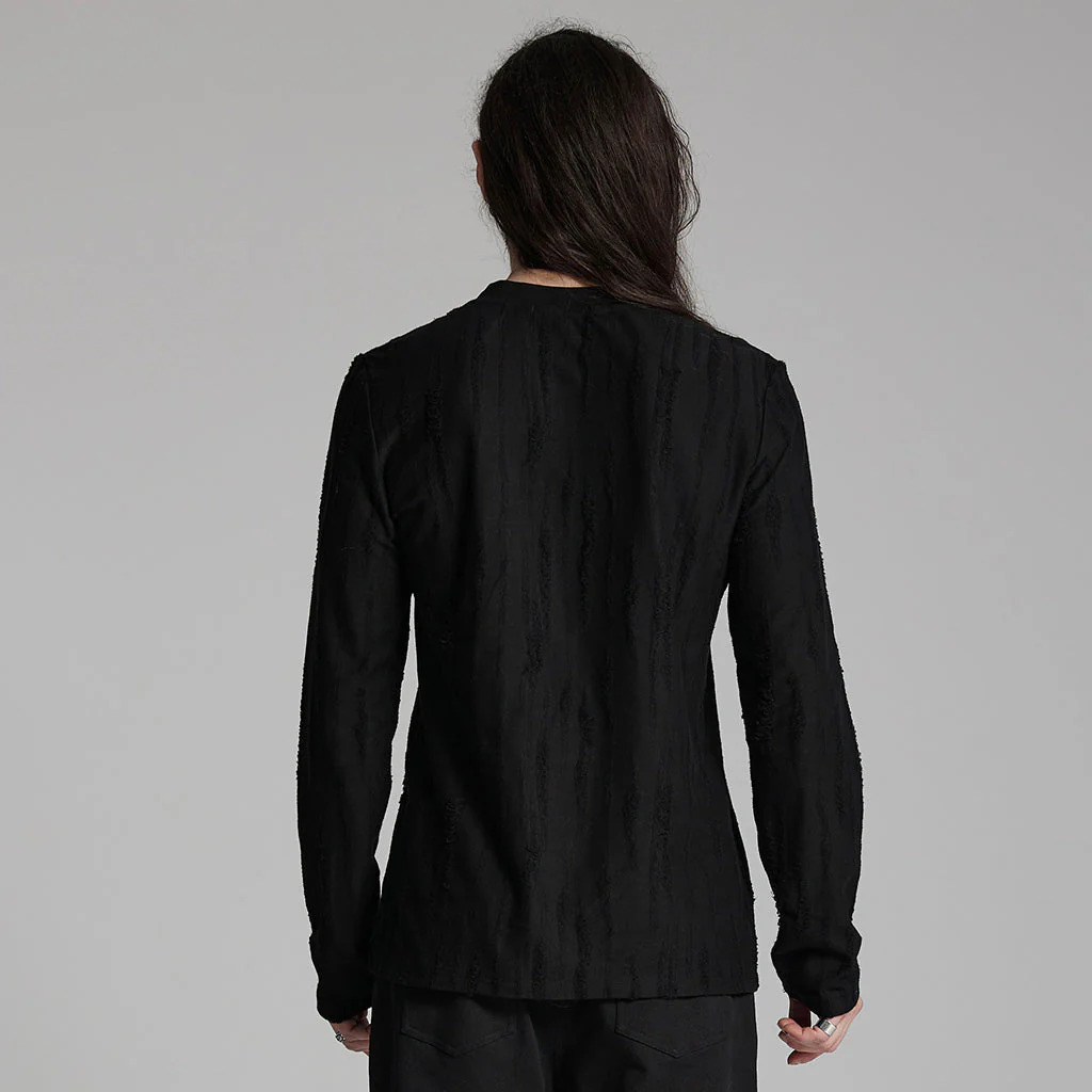 WT-935TCM Punk T-Shirts Black Minimalist Rivet Accent Long Sleeve Shirt - Image 4