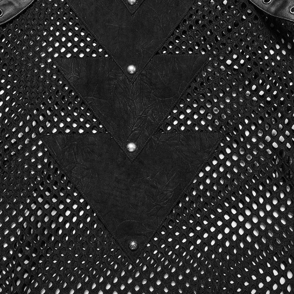 WT-938BXM Mesh Pattern Sleeveless Punk T-Shirt Studded Leather Straps - Image 17