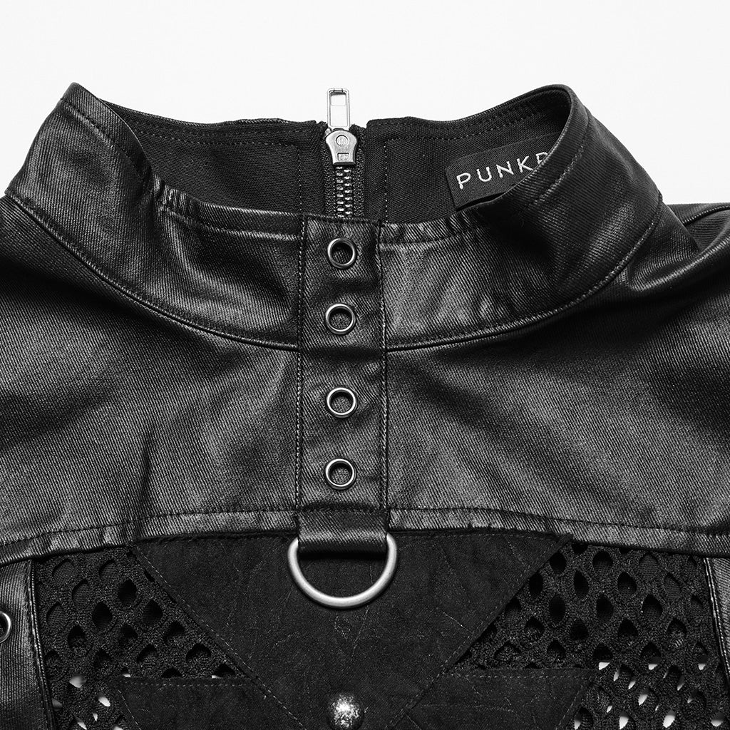 WT-938BXM Mesh Pattern Sleeveless Punk T-Shirt Studded Leather Straps - Image 26