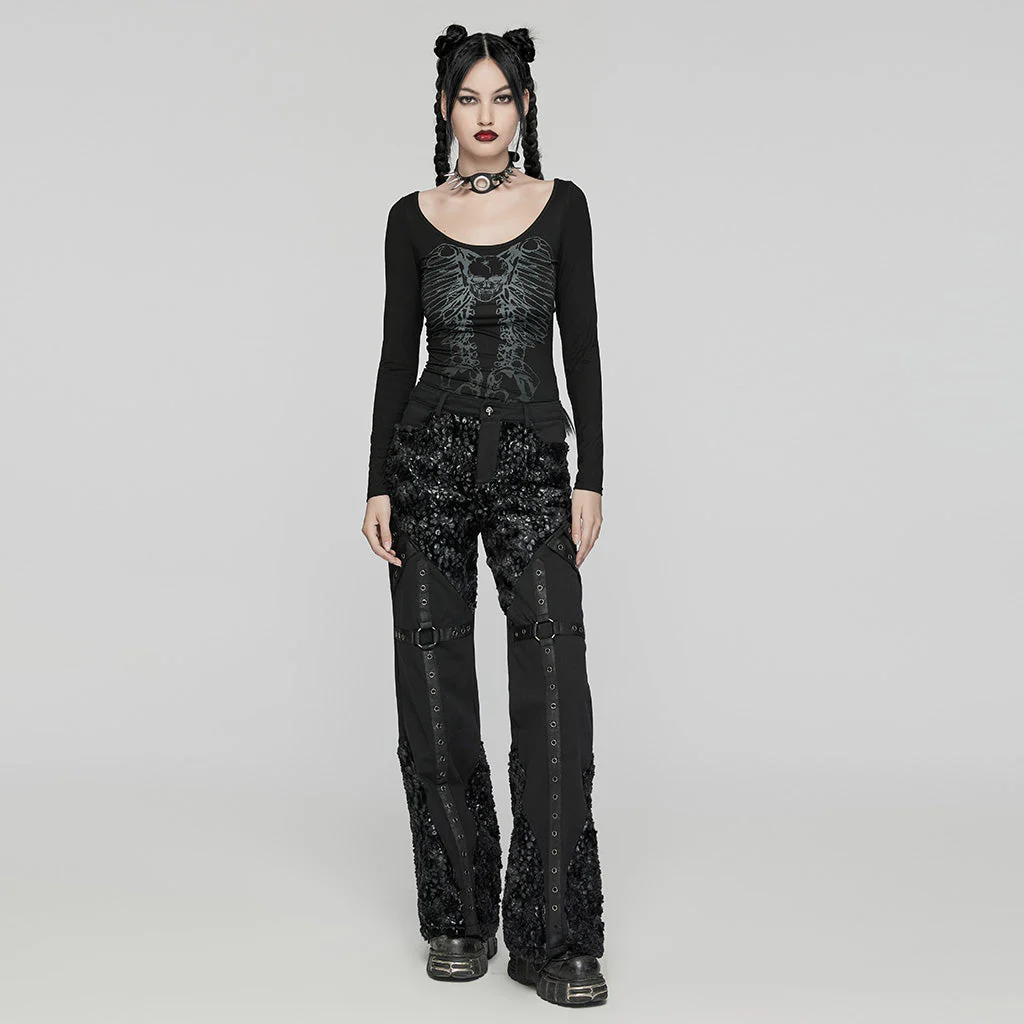 WT-945TCF Gothic Skeleton Backbone Chain Punk Long Sleeve T-Shirt - Image 15