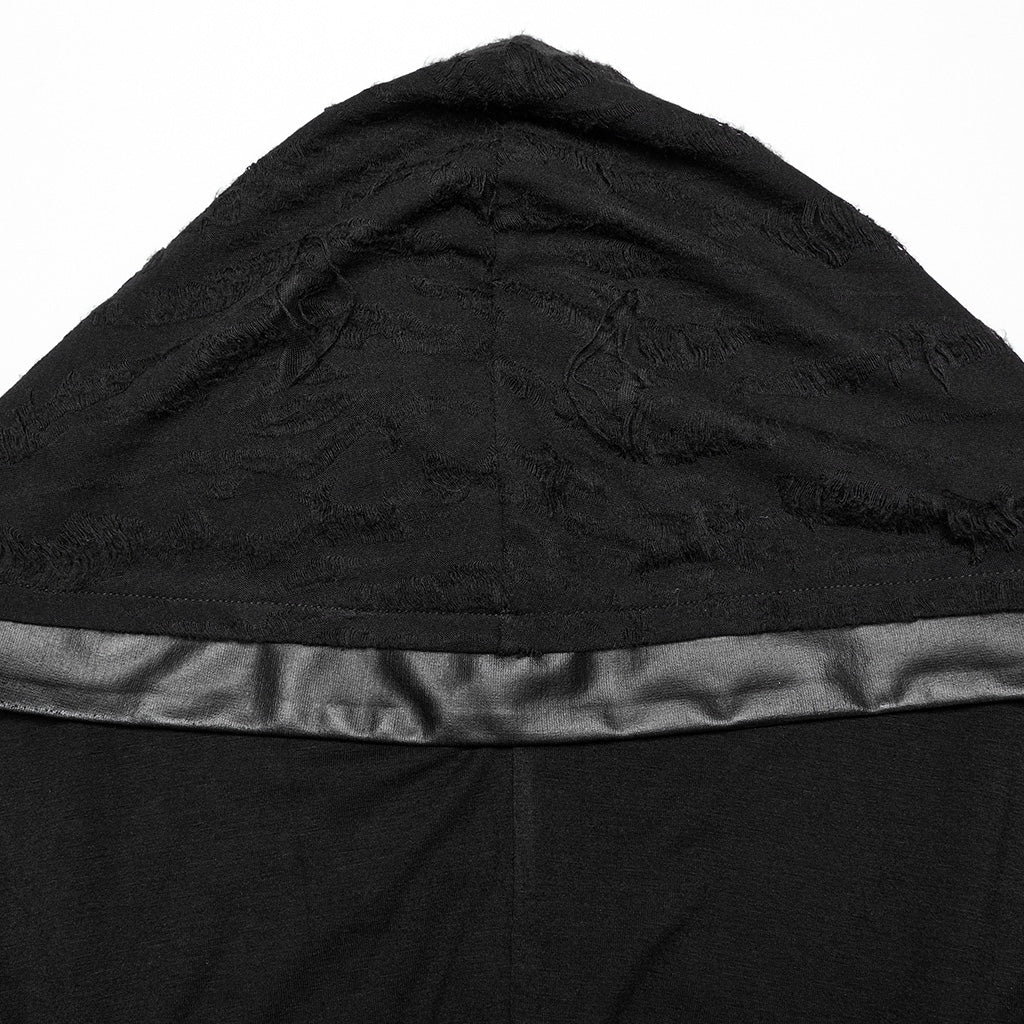 WT-948DQM Gothic Lace-Up Hooded Punk T-Shirt Long Sleeve Black - Image 19