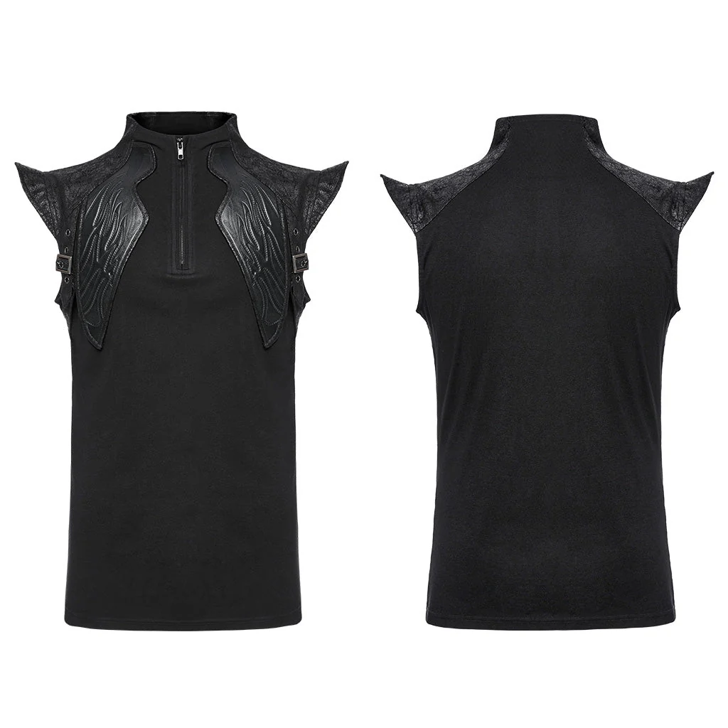 WT-953TDM Edgy Black Winged Shoulder Punk T-Shirt Sleeveless Cyberpunk - Image 15