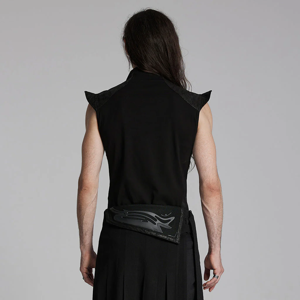 WT-953TDM Edgy Black Winged Shoulder Punk T-Shirt Sleeveless Cyberpunk - Image 23