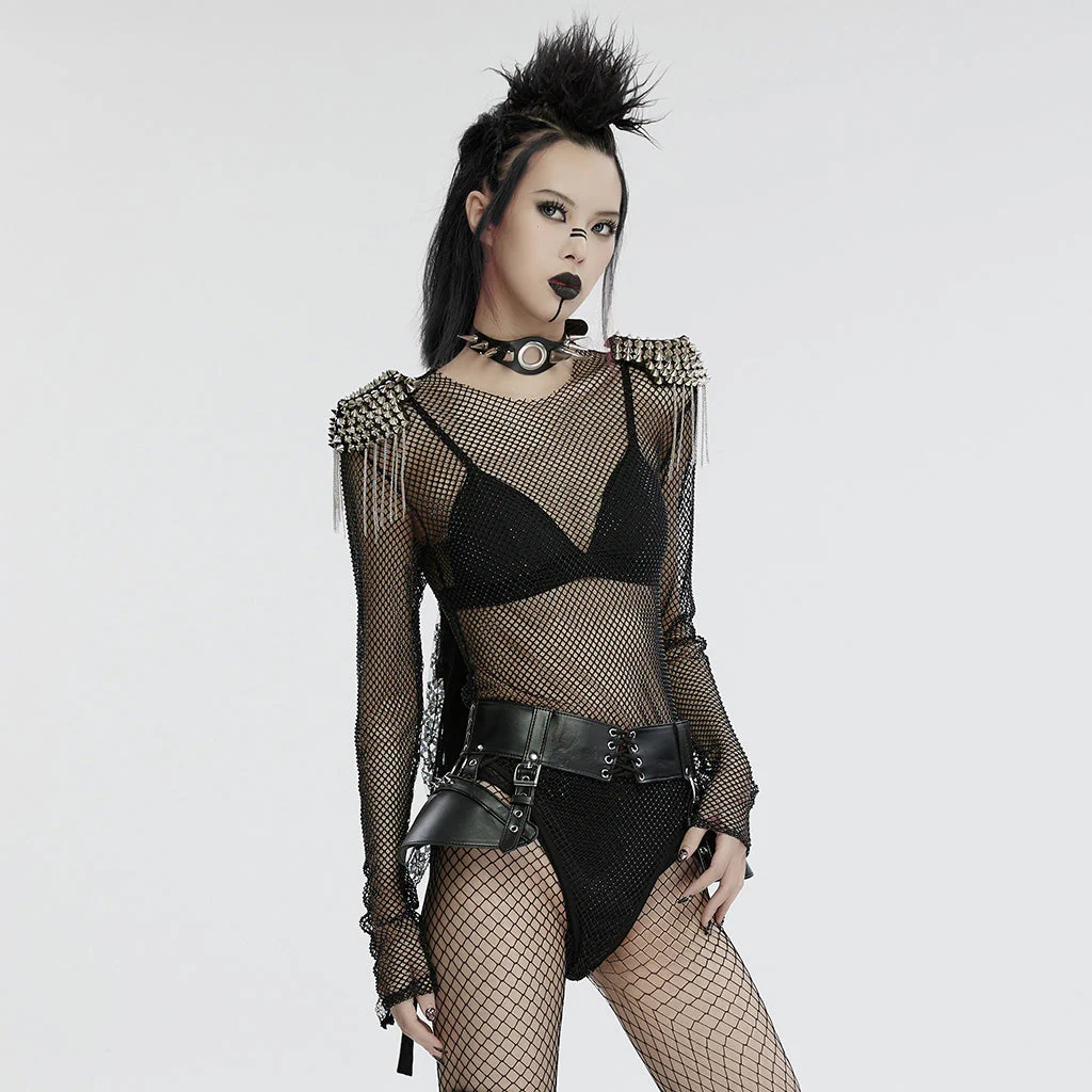 WT-957TCF Neon Spiked Mesh Bodysuit Punk Accessories Edgy Design - Image 13